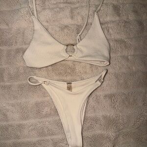 Cream Textured Ribbed Top